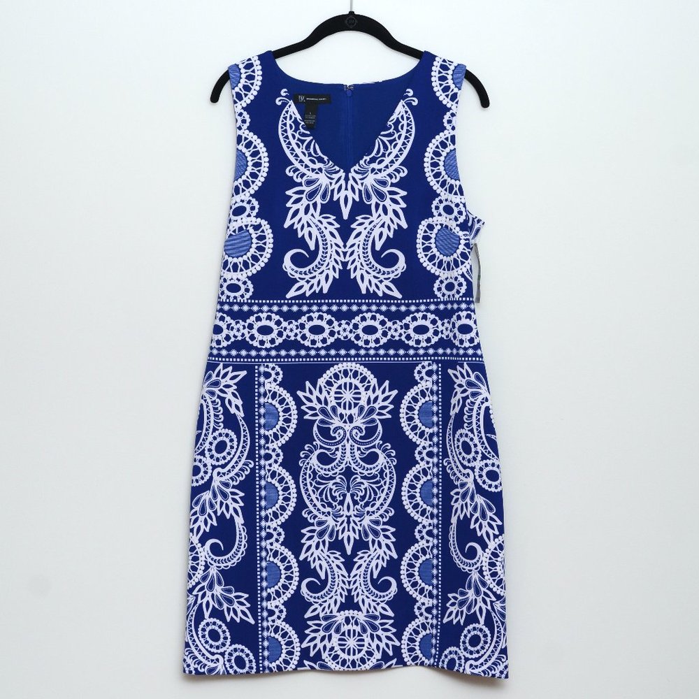 INC International Concepts Blue Lace Dress Size L